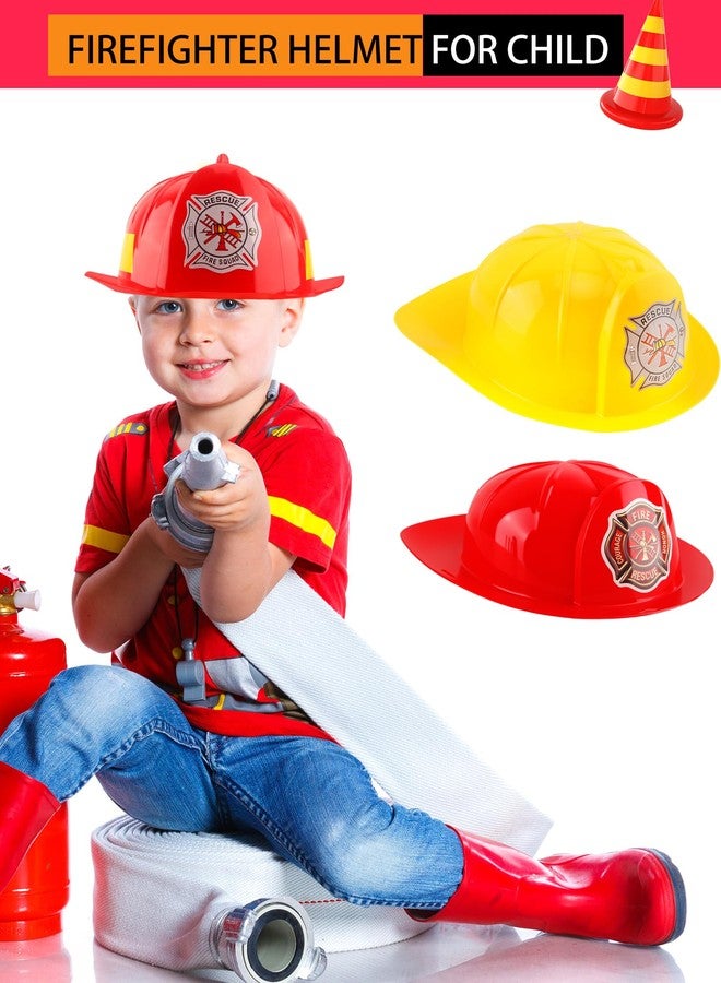 Cotiny 4 Pack Kids Firefighter Hats Plastic Fire Helmet Fireman Costume Hat for Kids Fireman Cosplay Halloween Party Decor (Color Style 3) - Image 3
